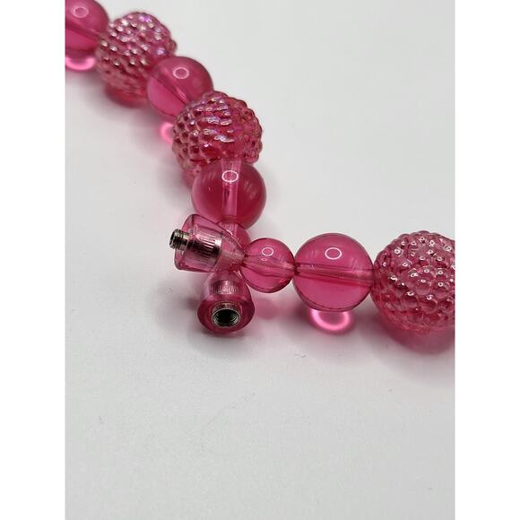 Vintage Pink Lucite Beaded Necklace Textured Smooth Beads 20.75 Inch - Picture 4 of 7